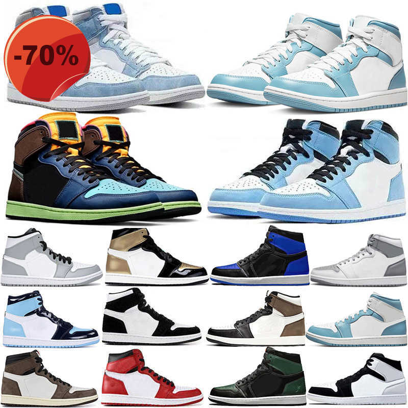 

High shoes Jumpman 1 Basketball shoes Men 1S University Blue Hyper Royal Patent Panda OG dark Mocha bred shadow UNC Smoke Grey Women Sports Sneakers, 37
