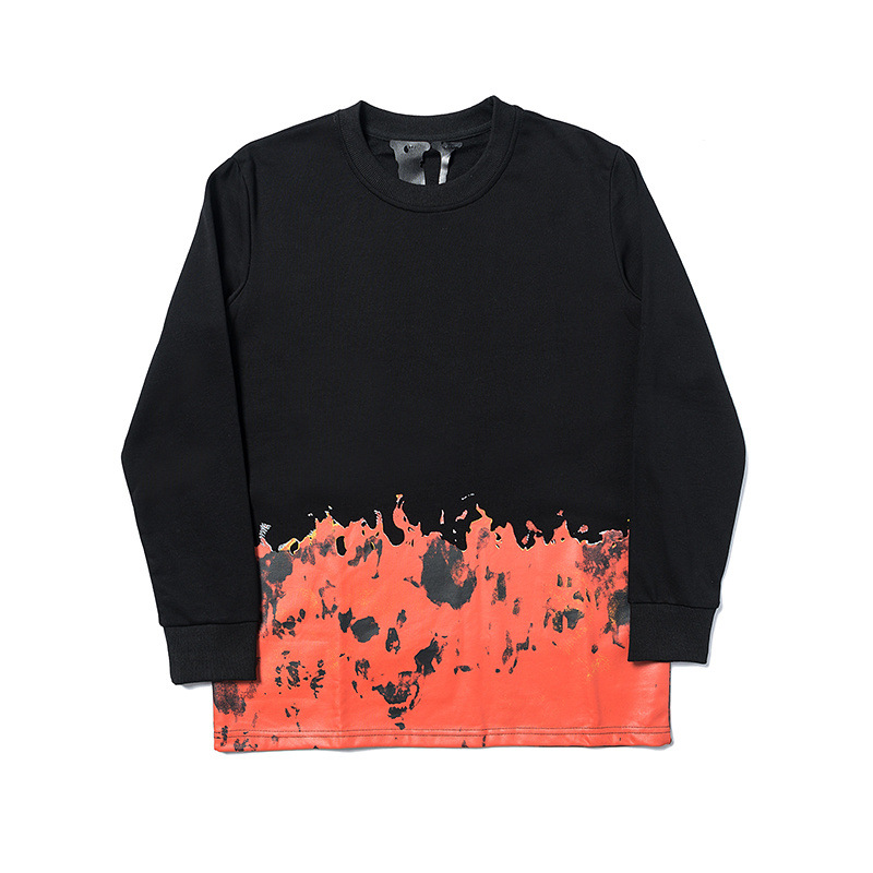 

Vlone Designer Mens Round Neck Hoodies Fashion Long Sleeve T Shirts Casual Streetwear Hand Print Sweatshirts Size S-XL, Black