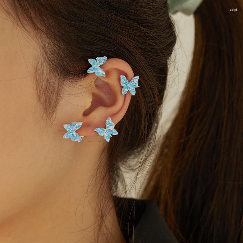 

Backs Earrings Korean Style Sequins Butterfly Clip On Earring Glow In Dark Ear Cuff Non-Piercing Fake Cartilage