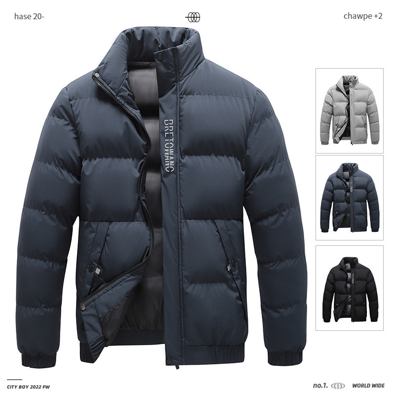 

Men's Down Parkas s Warm Thick Cotton Padded Coat Mens Parkas Men Winter Windproof Parka Jacket Solid Casual Fashion Zipper Bread Clothes Coats, Black ywfs8668