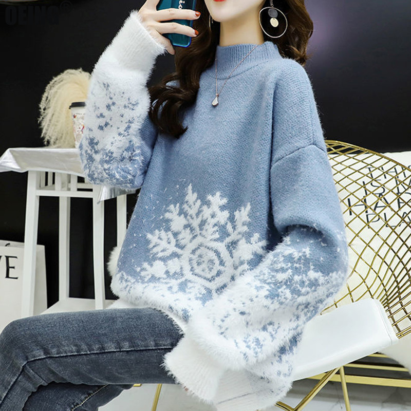 

Women s Sweaters Christmas Red Knit Vintage Half Turtleneck Sweater Long Sleeve Festival Art Loose Printed Winter Korean Style Pullover 221206, Khaki