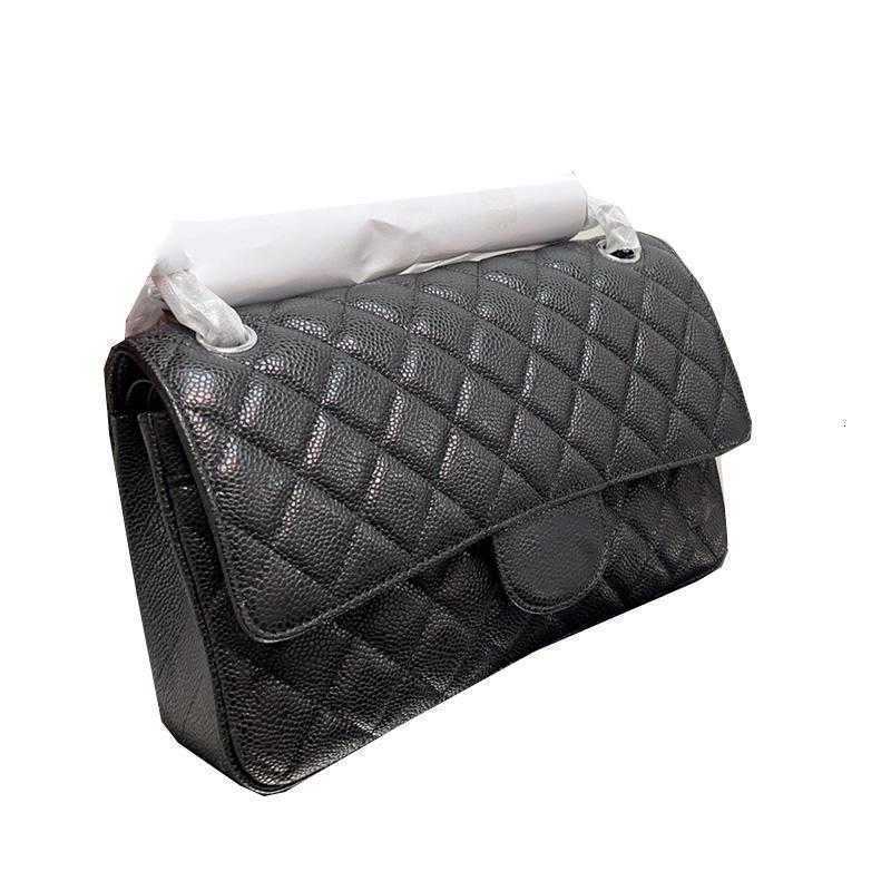 

CC Bag Wallets 2022 women black classic double disc caviar quilted leather handbag silver/gold metal hardware Matelasse chain Crossbody shou, Box