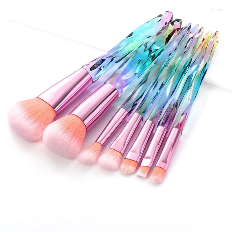 

Makeup Brushes 7Pcs Crystal Synthetic Bristles Powder Foundation Blush Concealer Eye Shadow Eyebrow Brush Make Up Tools