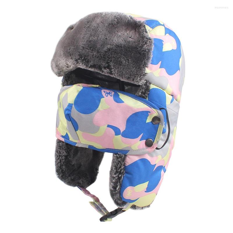 

Berets Winter Women Ski Cap Men Trapper Trooper Hat Outdoor Warm Windproof Mask Ear Flaps Hats For Adult, Black