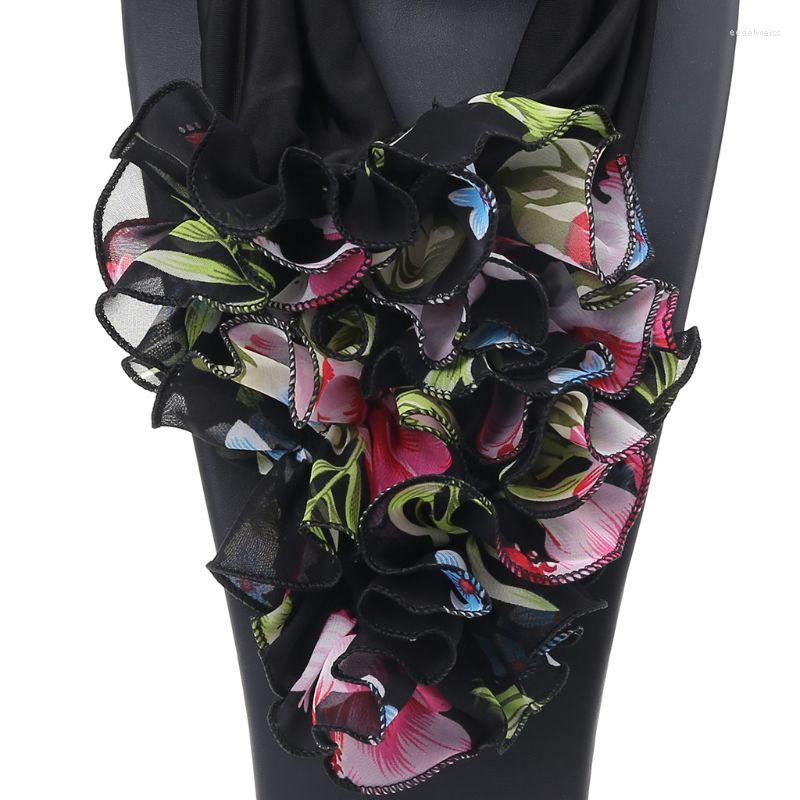 

Scarves Womens Floral Collar Scarf Luxury Flower Printed Neckerchief Ring Neck 2XPC
