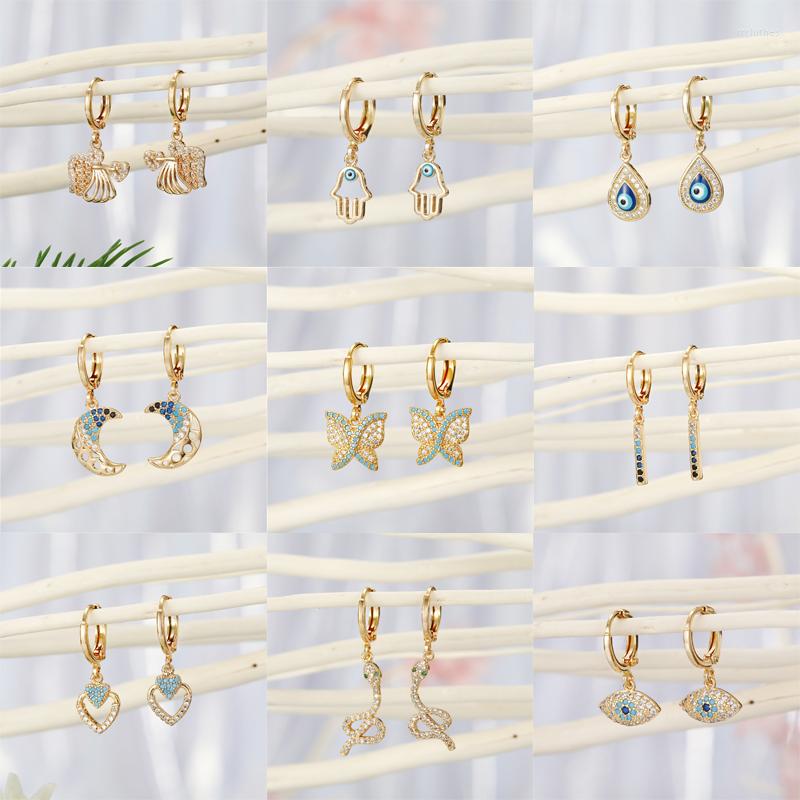 

Hoop Earrings Dayoff Korean Rhinestone Eye Hamas Hand Snake For Womens Jewelry Crystal Angle Butterfly Small Hoops E698