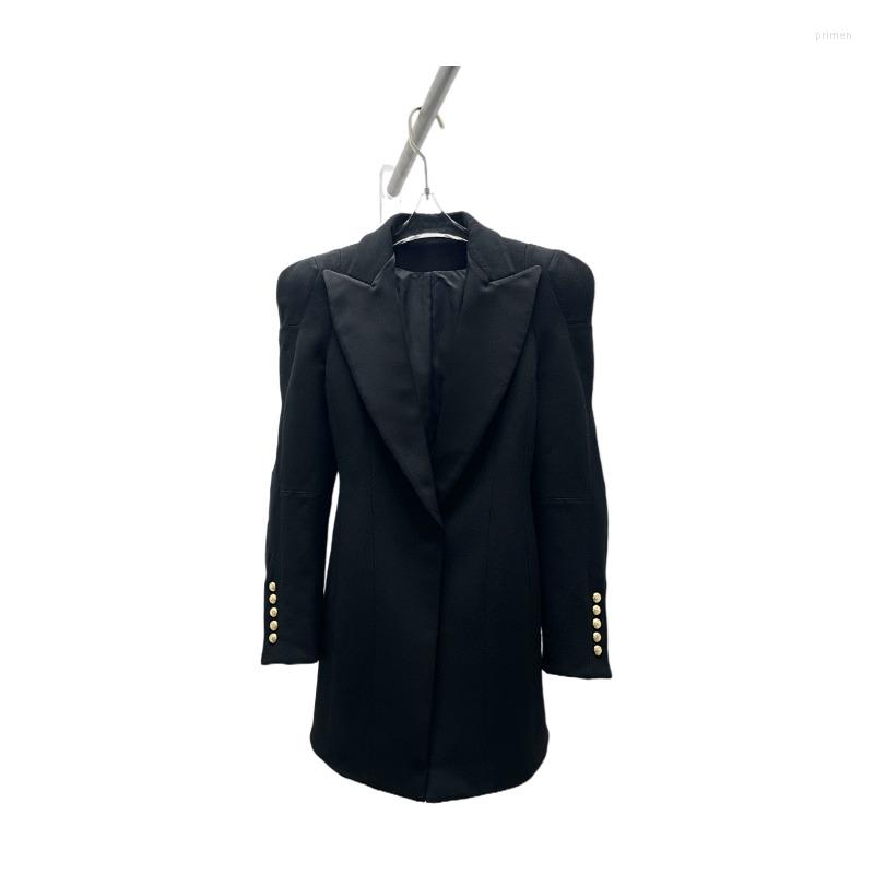 

Women' Suits 2023SS Spring Luxury Women Black Shoulder Pads Slim Wool Blazer Female Chic Casual Outerwear Coat Ddxgz2 11.26