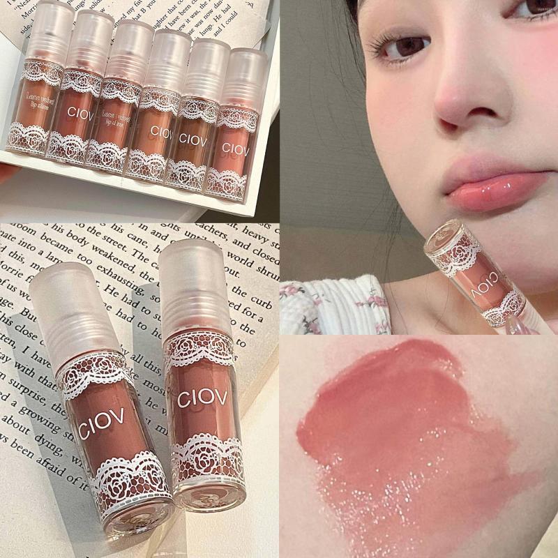 

Lip Gloss 6 Colors Lace Style Lipstick Waterproof Moisturize Long Lasting Reduce Make Up Lines Glosses Plumper Lips Cosmetics Tool, 03