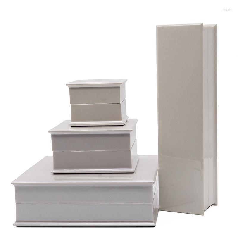 

Jewelry Pouches White Paint Boxes And Packaging Wedding Ring Case Necklace Pendant Bracelet Organizer Christmas Gift