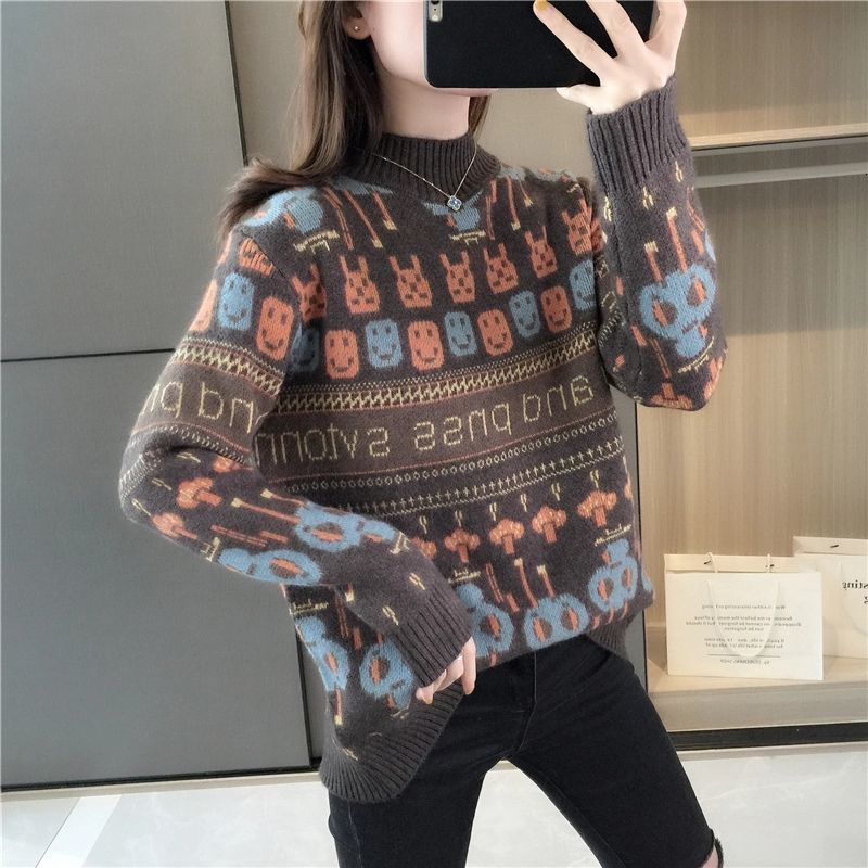 

Women s Sweaters Basic Striped Sweater Women Mock Neck Top Autumn Winter Pullover Simple Casual Bottoming Knitted Shirts Warm Jumper 221206, Navy mock neck