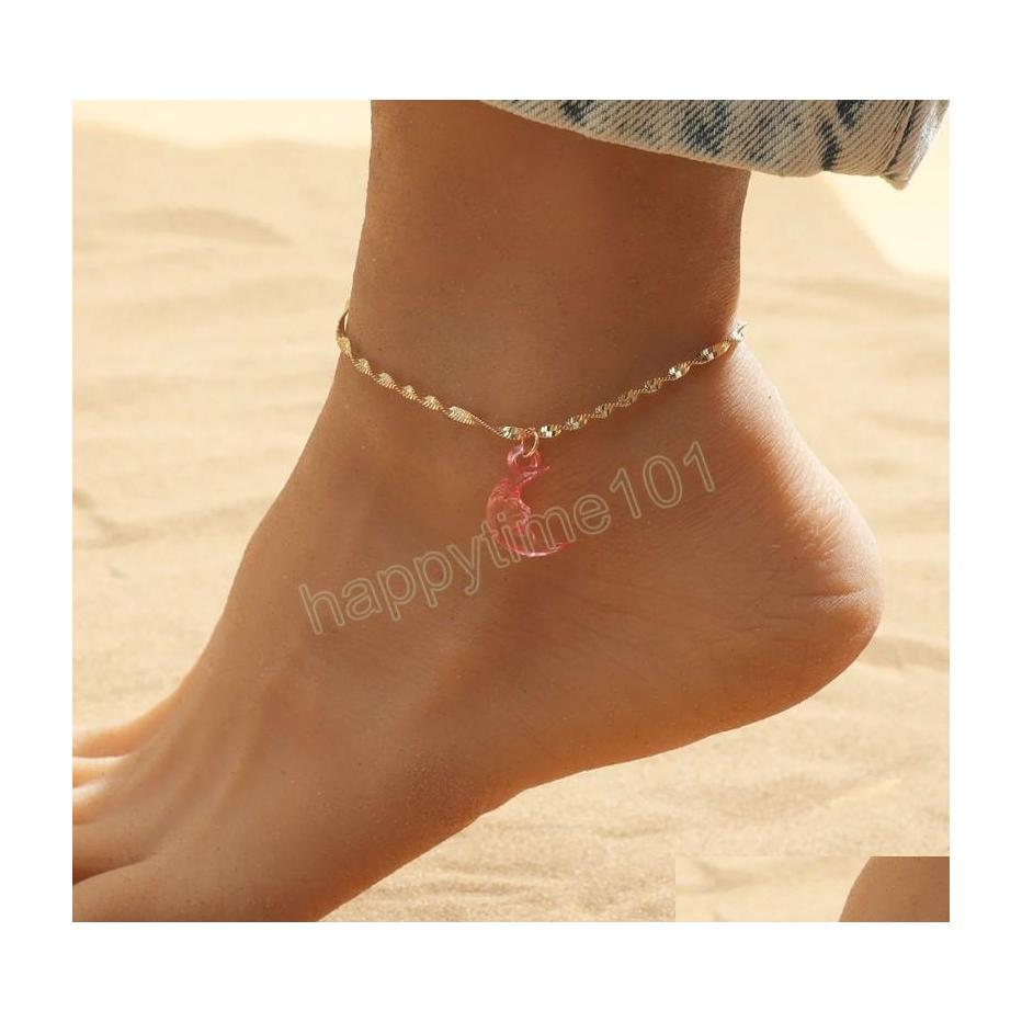 

Anklets Romantic Pink Acrylic Moon Pendant Anklet Summer Beach Women Girl Charm Gold Chain Foot Bracelet Fashion Jewelry Drop Deliver Dho6I