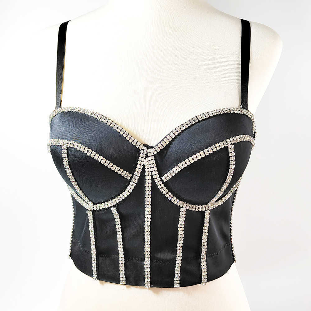 

Diamond studded beads suspender nightclub party corset sexy hot girl bra, Black4