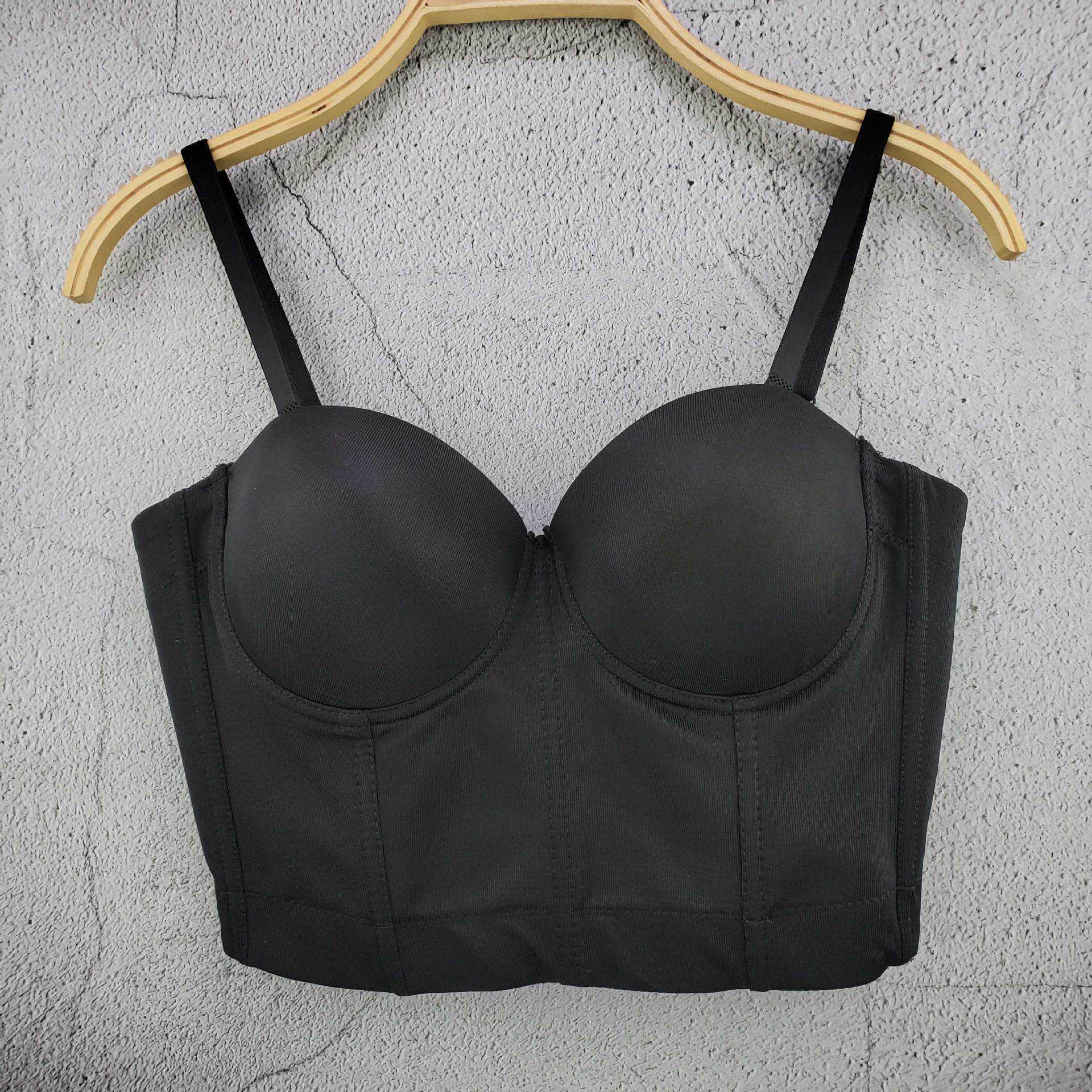 

new backless bra solid color bra small sling detachable shoulder strap versatile Bridesmaid dancer big red wrap chest, White