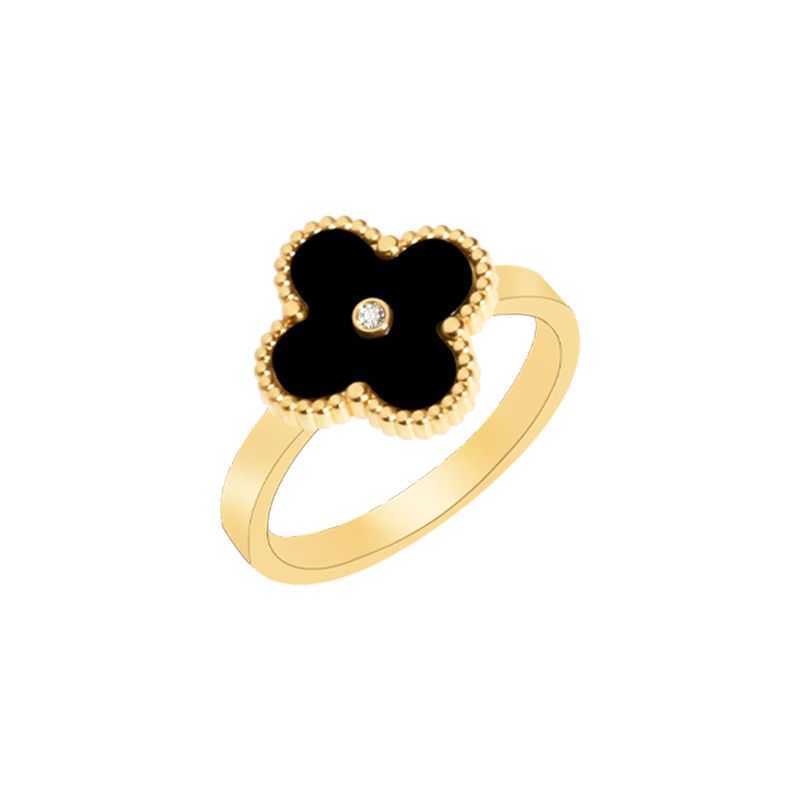 

Designer vann clover rings Four leaf Grass Ring Girl Simple Student Titanium Ornament