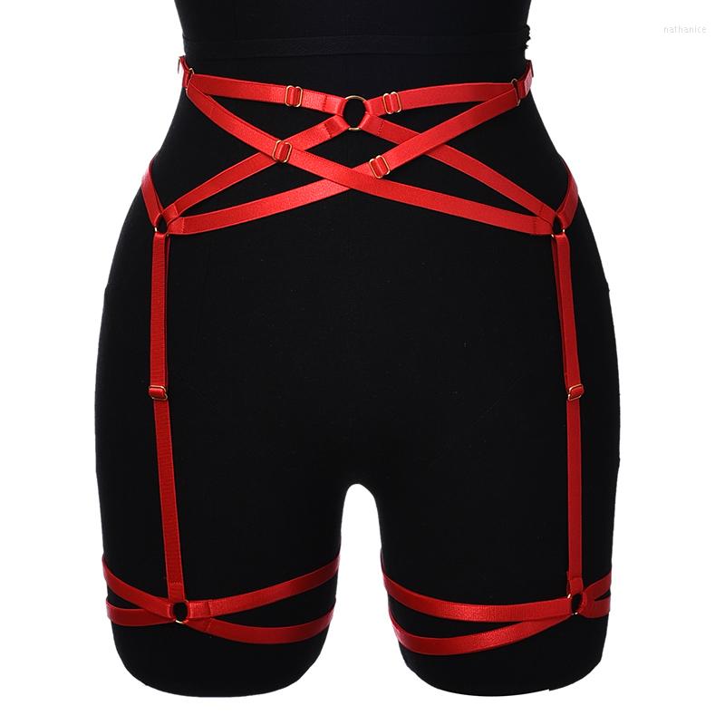 

Garters Red Stockings Garter Sexy Body Harness Belt Hollow Leg Ring Bondage Stocking Elastic High Waist Suspender Cage, N-p0238-hs