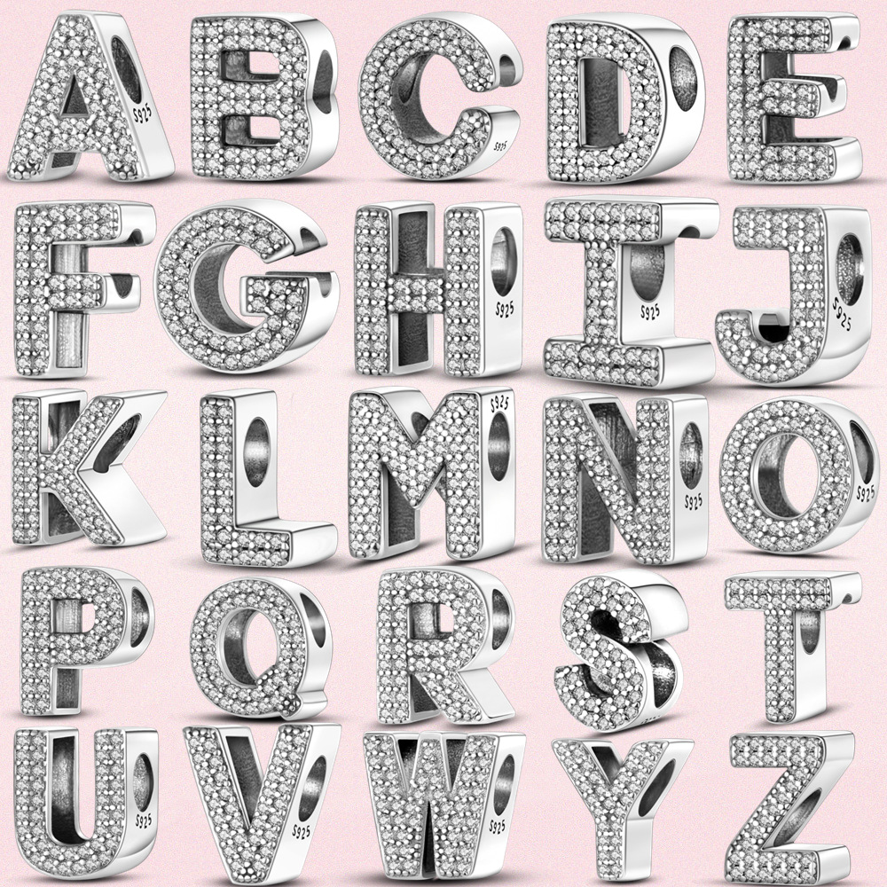 

New Popular 925 Sterling Silver 26 Letters Charm Beads Suitable for Primitive Pandora Bracelet Pendant DIY Female Jewelry