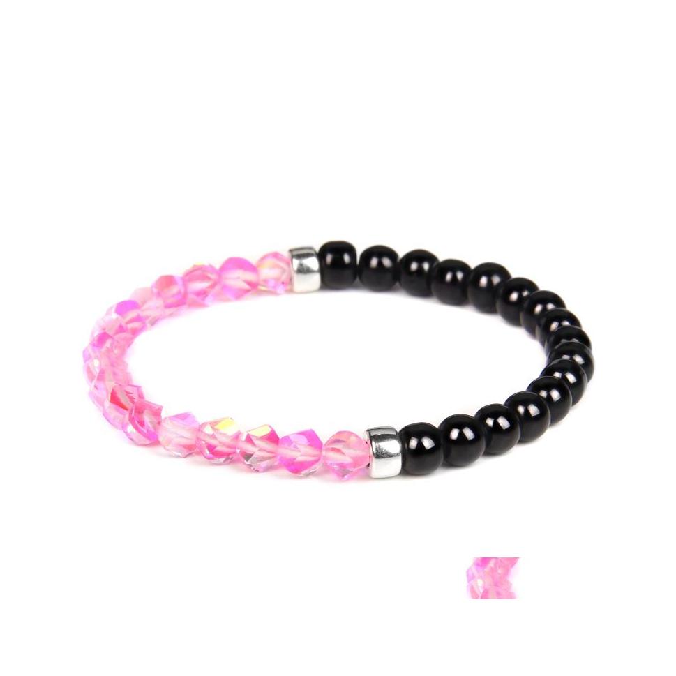 

Charm Bracelets Fashion 6Mm Shiny Beaded Bracelet Black Red Green Yellow Gray Pink Blue Women Beads Elastic Party Jewelry Gifts Drop Dhy6G