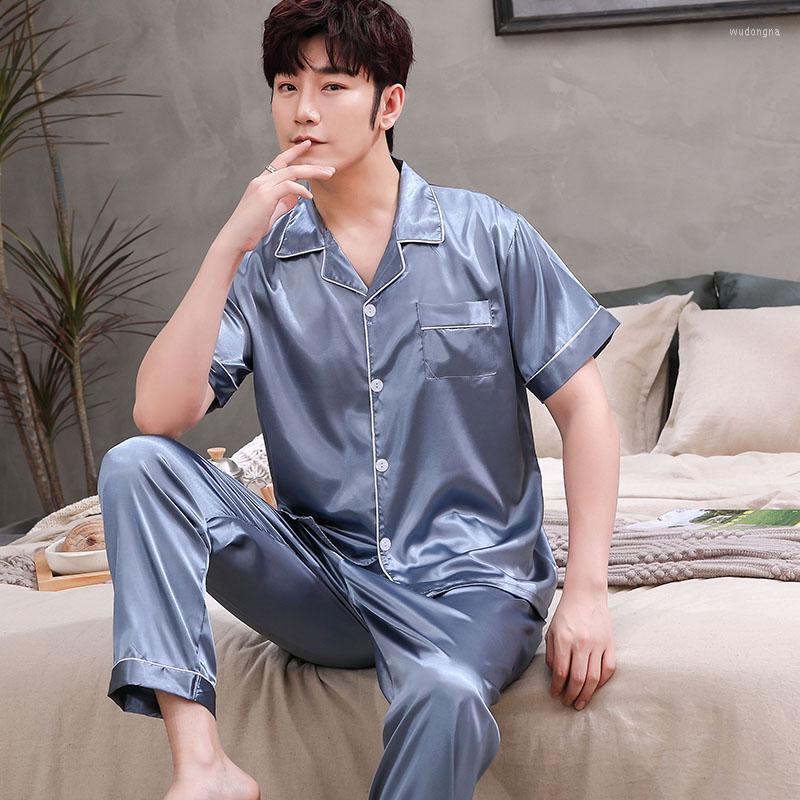 

Men's Sleepwear Mea Stain Silk Pajamas Men Sexy Modern Style Soft Satin Nightgown Summer Homewear. Clothes Cloars, X q 8211xiangbin