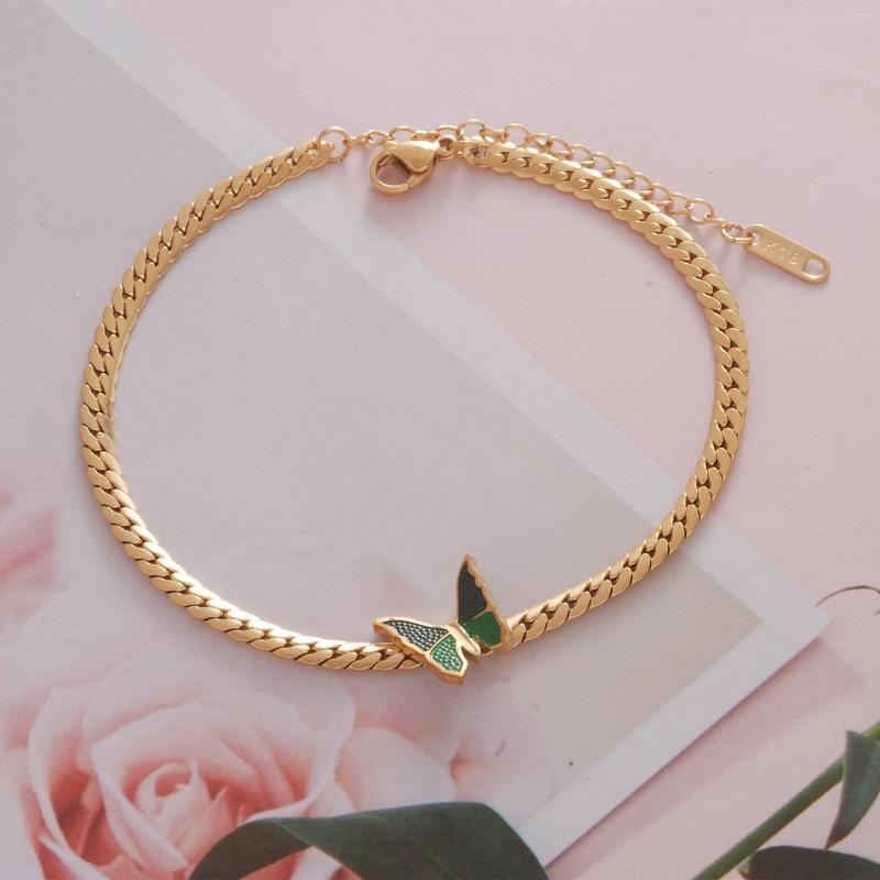 

Anklets Stainless Steel Flat Chain Butterfly For Women Gold Color Leg Anklet Female Jewelry Beach Accessories Bijoux Femme