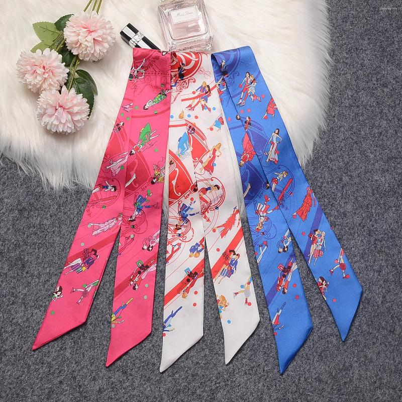 

Scarves 2022 Fashion Bag Scarf Horse Print Silk Women Headband Small Ribbon Hair Handbag Luxury Hijab Women's Bandana