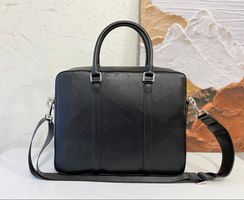 

Men Business Handbags Genuine Leather Relief sculpture letters Briefcase Luxury Designer Messenger Laptop Bag mirror Quality shoulder bags black gray G tote 37cm