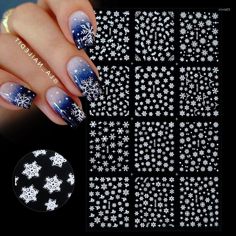 

Nail Stickers 12Pcs 3D Christmas Winter Snowflake Gold Silver White Art Decals Decoration Elk Deer Manicures Slider DIY, 03