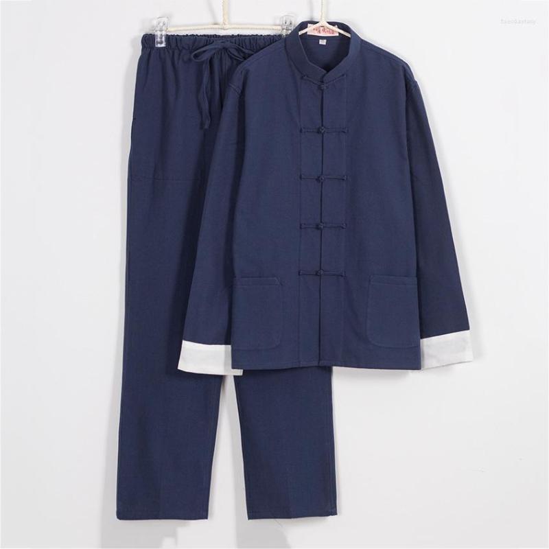 

Ethnic Clothing Plus Size Cotton And Linen Tang Suit Chinese Traditional Costume Retro Mandarin Collar Button Blouse Trousers Set