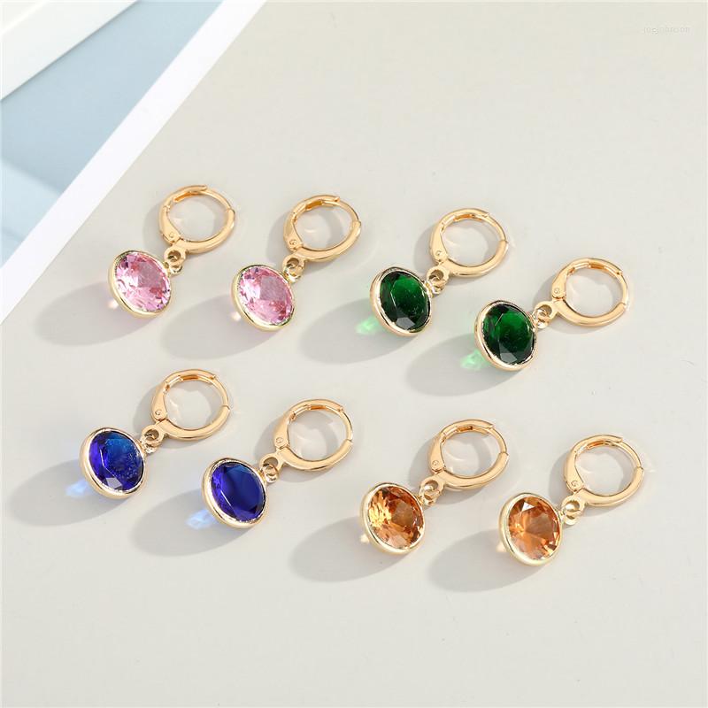 

Hoop Earrings 1 Pair Crystal Rainbow Round Fashion Simple Shiny Colorful Metal Geometric Dangle For Women Gift Jewelry