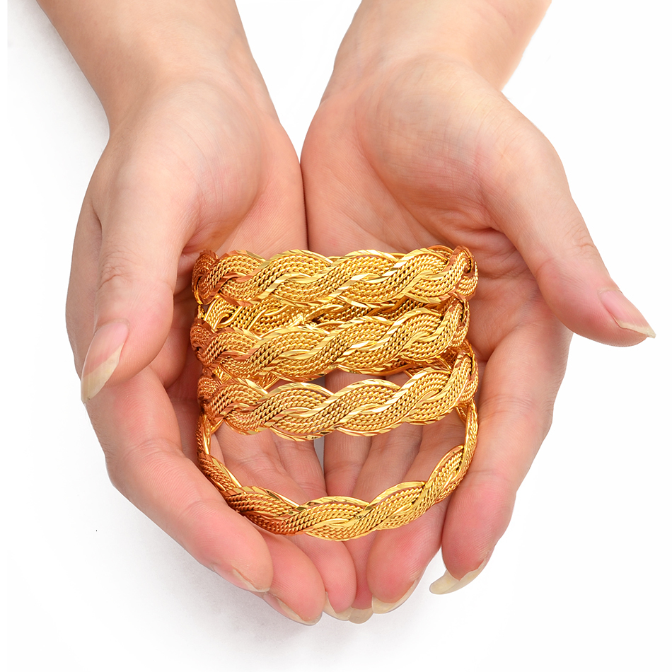 

Bangle Anniyo 4Pieces Twisted Bracelet for Women Dubai Bangles Ethiopian Bangles African Jewelry Arab Middle East 216506 221206