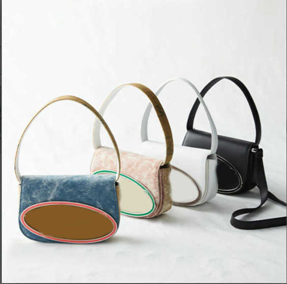 

Shoulder Bags Luxury Women Top Handle handbags Purse Half Round Design Leather Underarm Flap Denim Shoulder Bag Fashion Handbags 221023, With logo