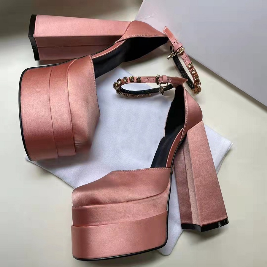 

Classics Luxury Brand Sandals Designer shoes Fashion Slides high heels Floral Brocade Genuine Leather high-heeled Women Shoes Sandal by top99 031, #4