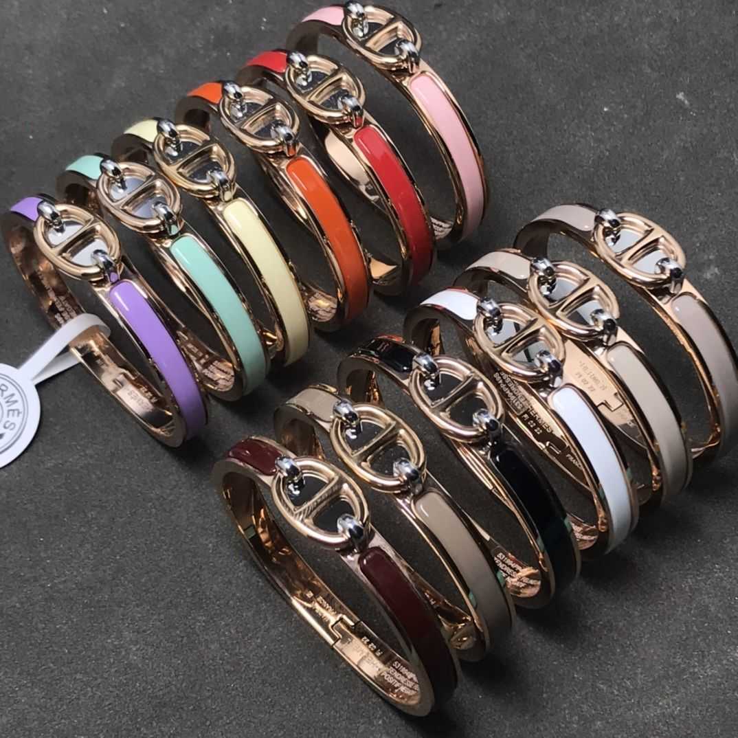 

Designer Hmser bracelet enamel pig nose bracelet h letter lovers Rose gold hmm