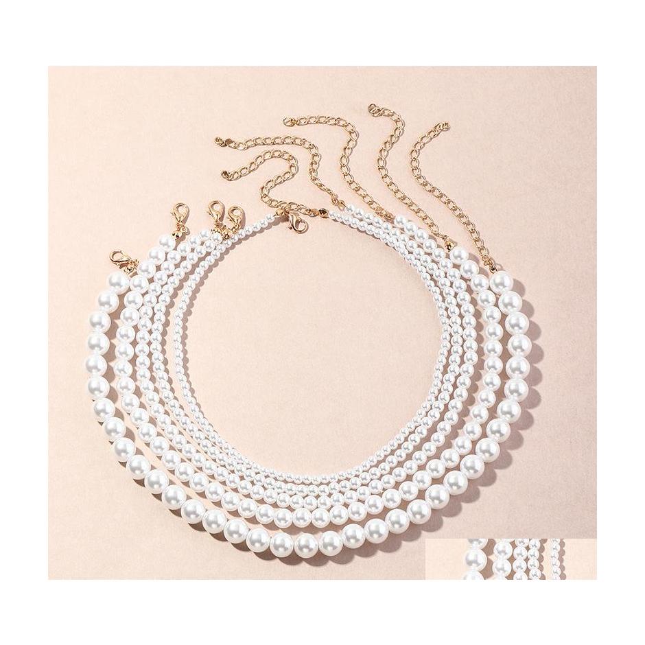 

Beaded Necklaces Vintage Style Simple Pearl Chain Choker Beaded Necklace For Women Wedding Love Shell Pendant Fashion Jewelry Wholes Dhys4
