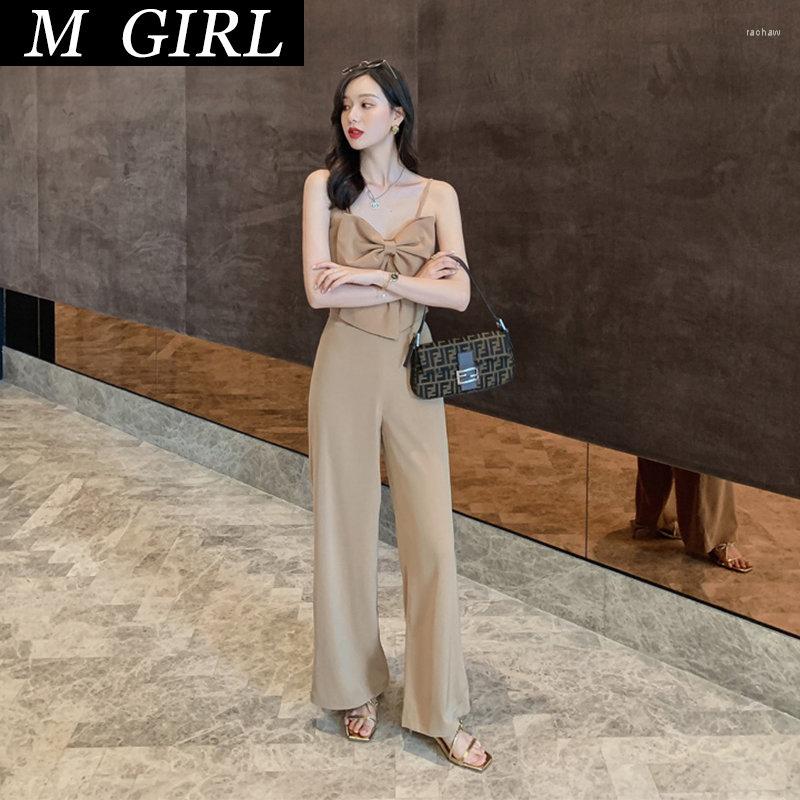 

Women' Tracksuits M GIRLS Arrival Set For Women Elegant Vintage Sexy Office Lady Temperament Bow Short Tops Loose Long Pant 2 Piece, Khaki