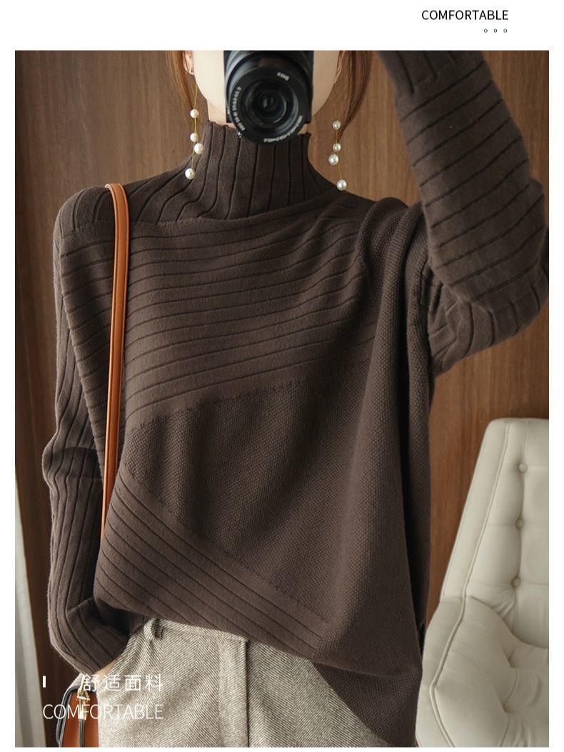 

Women's Sweaters Autumn Winter Turtleneck Cashmere Knitted Pullover Fashion Keep Warm Loose Tops 221207, Blackish green