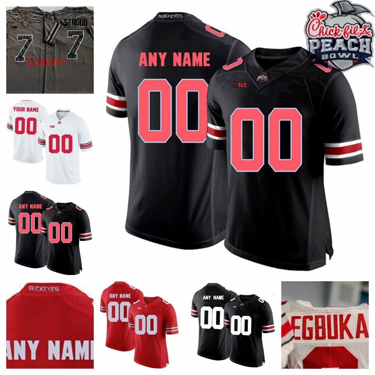 

American College Football Wear Custom Stitched Ohio State Buckeyes FootBall Jersey Kai Saunders Gee Scott Jr. Jake Seibert Cody Simon Ryan Smith Riordin Stauffer Re, Black white