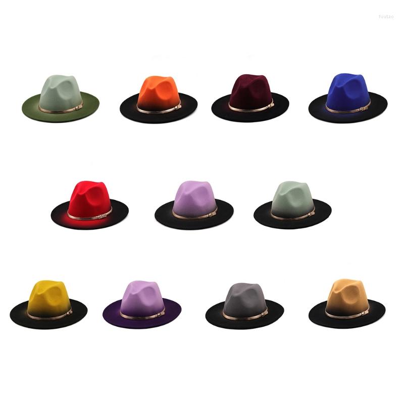 

Berets 57BD Trendy Jazz Hat Gradient Color Top Cowboy Gift For Boyfriend Girlfriend, 06