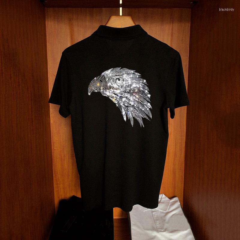 

Men's Polos Loose Summer Polo Shirt Shiny Animal Diamond Fashion Personality Youth Short-Sleeved Plus Size 5XL, As shown asian size