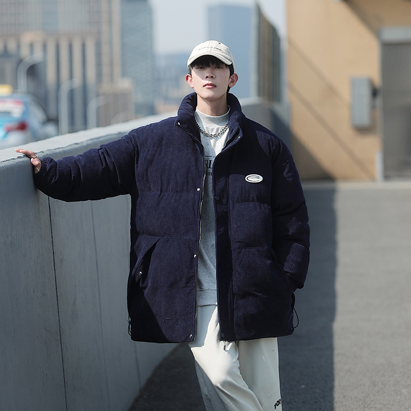 

Men's Down Parkas Warm Thicken Coat Winter Bubble Jacket Outdoor Oversize Corduroy Puffer for Men 221207, Black