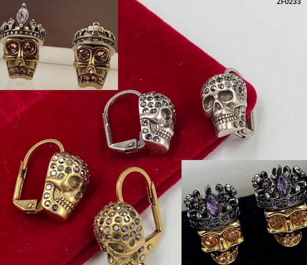 

Rebellious Domineering Designed women Dangle Earrings Skull crown Diamonds 18K Gold plating ladies Earring studs ME1 --07 Designer Jewelry
