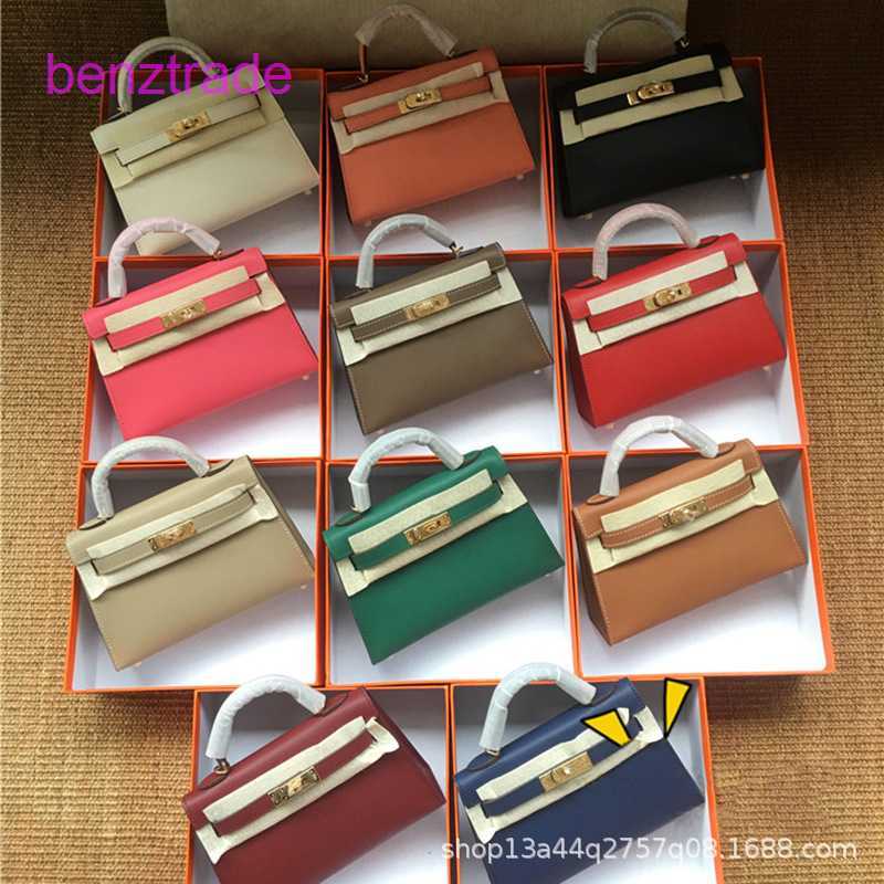 

Herme Kely bags for women online shop Leather women's 2022 new second generation Mini Bag Hand fashion One Shoulder Messenger KNL0, Lipstick powder 19cm - jin kou (silk