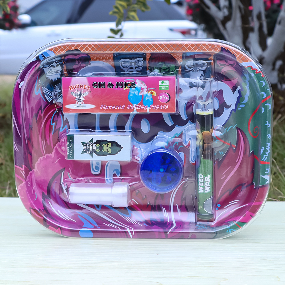 

Smoking Accessories box iron pallet suit glass plastic smoke cigarette fighting 6 -piece set bongs dab rig tools