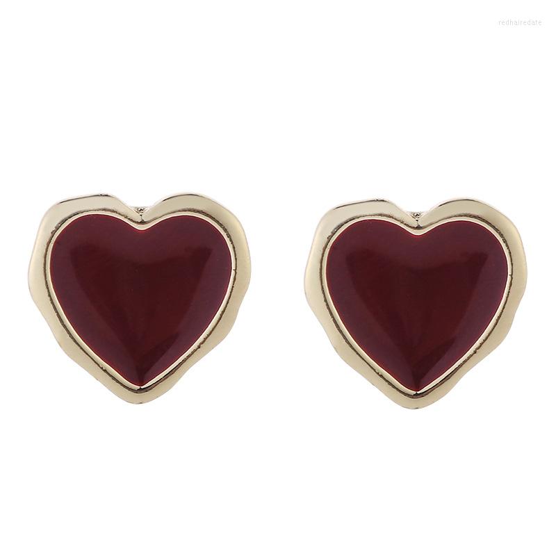 

Backs Earrings Mosquito Coil Ear Clip Retro Wine Red Love Peach Heart Korean Temperament High-end Without Pierced Ears