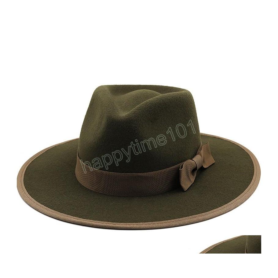 

Wide Brim Hats Bucket Hats 2023 Autumn Winter Womens Fedora Hats 8.5Cm Wide Brim Gentleman Elegant Jazz Vintage Wedding Church Hat Dhkg4, Randomly sended color