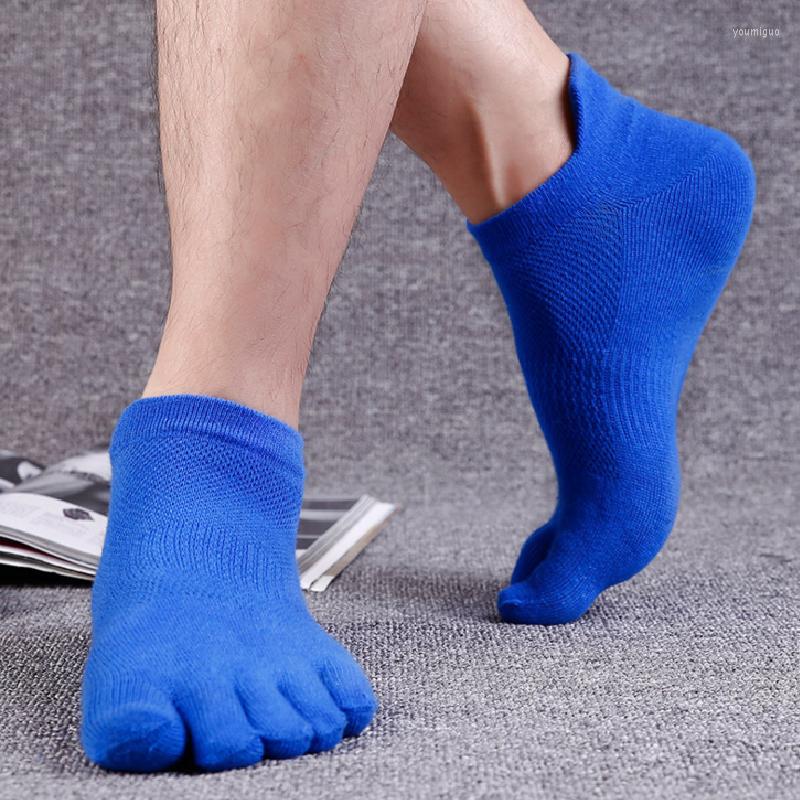 

Men's Socks Summer Pure Cotton Five Fingers Ship Man Protect The Heel Comfortable Breathable Mesh Shallow Mouth Toe Sock, White