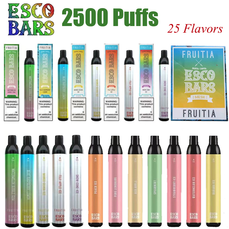 

ESCO BARS Disposable E cigarette 2500 Puffs Vape Pen 1000mAh Devices 6ml Pre-Filled Pods Cartridges Vaporizers Kit 25 Flavors