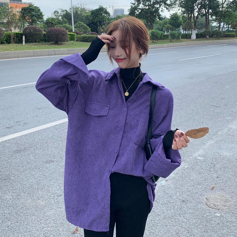 

Women's Blouses Women Winter Velvet Shirts Plaid Blouse Fashion Solid Color Thick Cardigan Shirt Flannel Ladies Full Cotton Top Japan Style, Purple