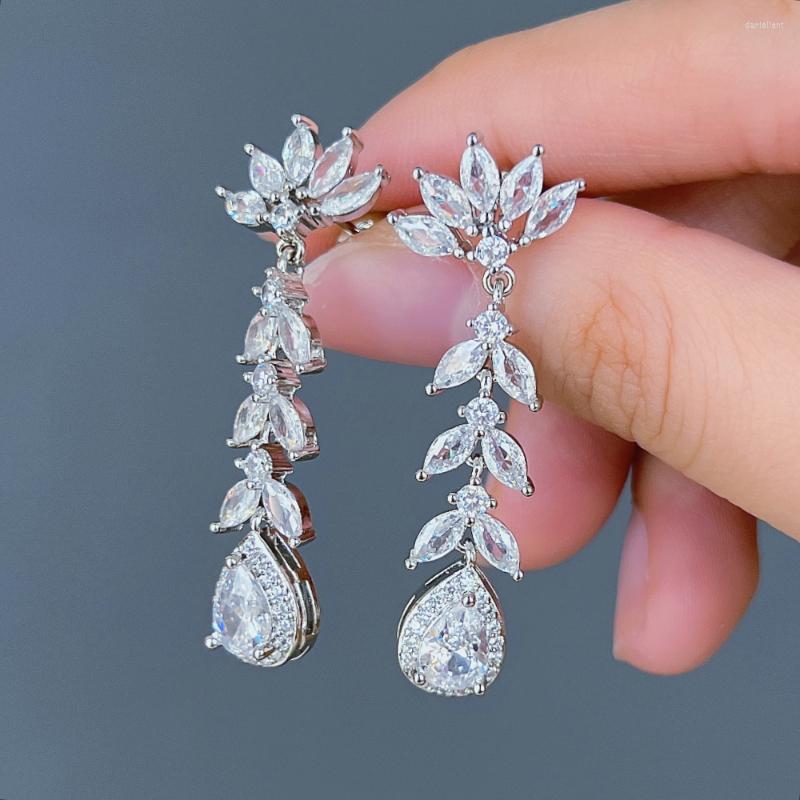 

Dangle Earrings CAOSHI Dazzling Crystal Pendant Women Engagement Jewelry With Delicate Design Graceful Accessories For Wedding Ceremony