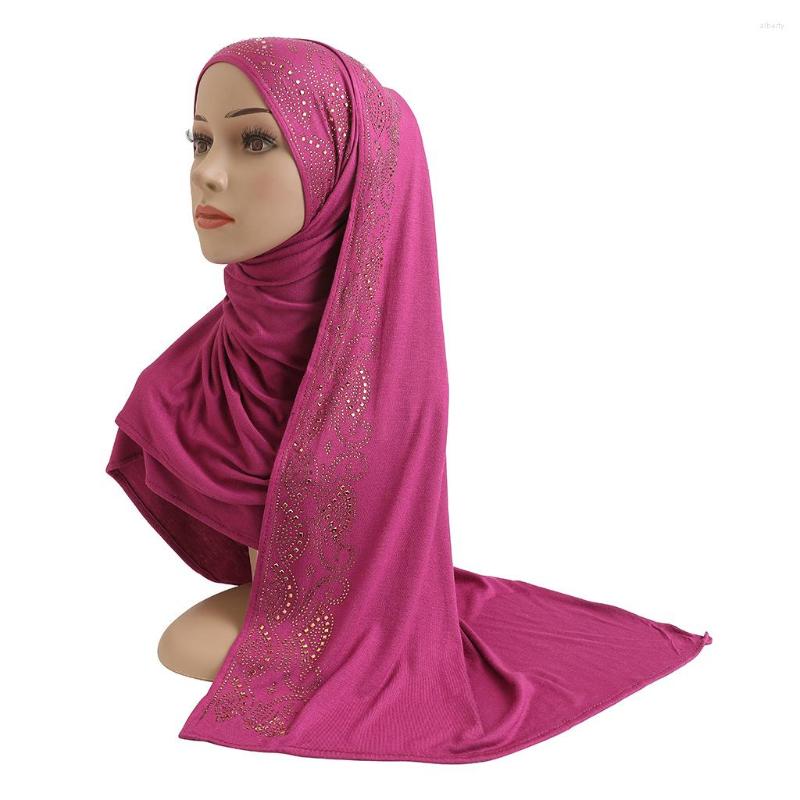 

Ethnic Clothing Fashion Elastic Golden Beading Muslim Headscarf Hat Hijab Ladies Long Scarf 160g Mercerized Cotton Turbans For Women