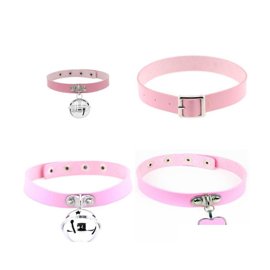 

Chokers Pink Trendy Rock Gothic Chokers Necklaces Jewelry Leather Heart Punk Pendant Necklace For Women Gift 247 D3 Drop Delivery Pen Dhuqh